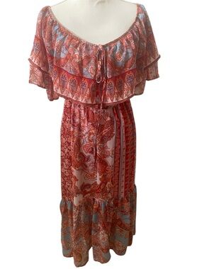 Flying Tomato Women’s Paisley Off-Shoulder Maxi Dress